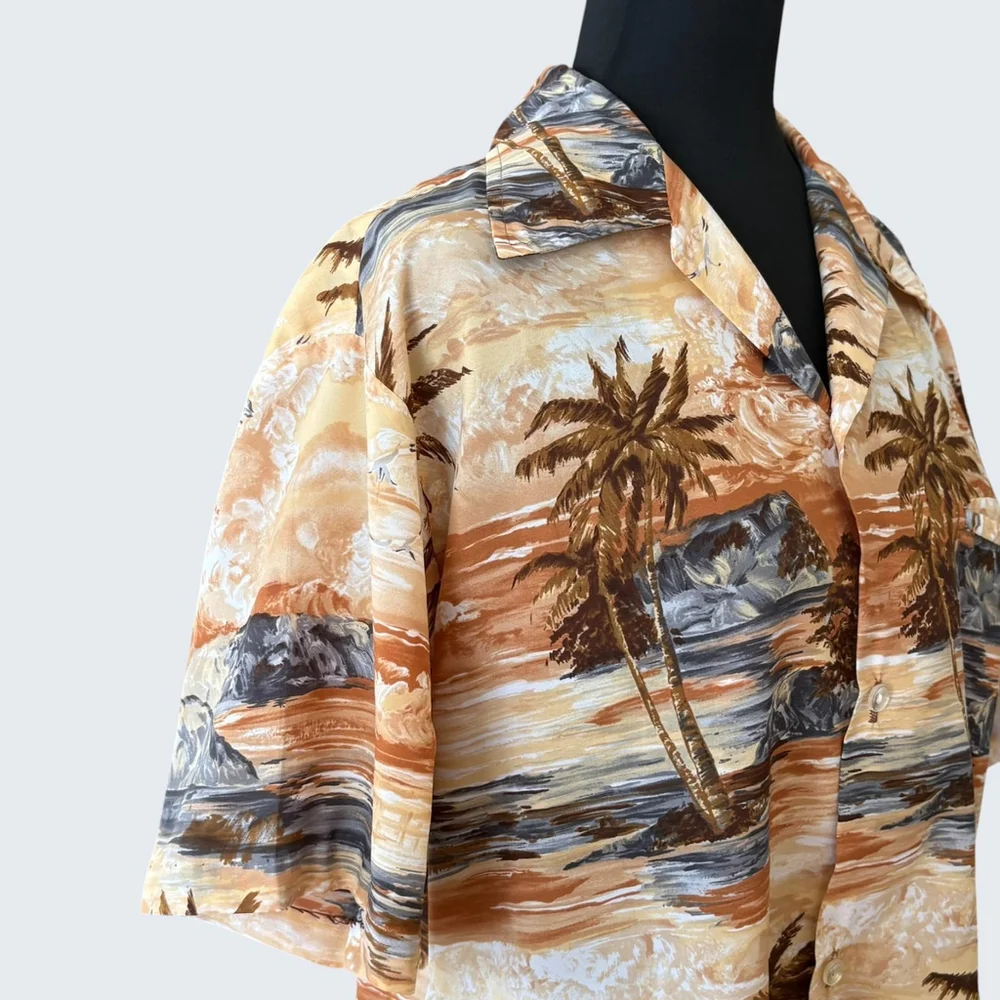 Kolekole Hawaiian Shirt Brown Vintage 70s Medium